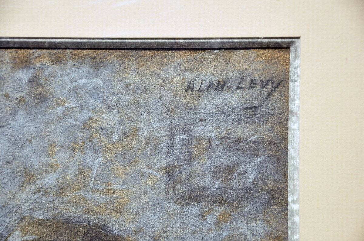 Alphonse Lévy known as Alan Levy original pastel tavern scene