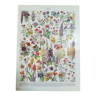 Lithographie sur les fleurs de 1928 (amarante)