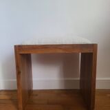 Antique Art Deco piano bench stool rosewood white bouclette fabric