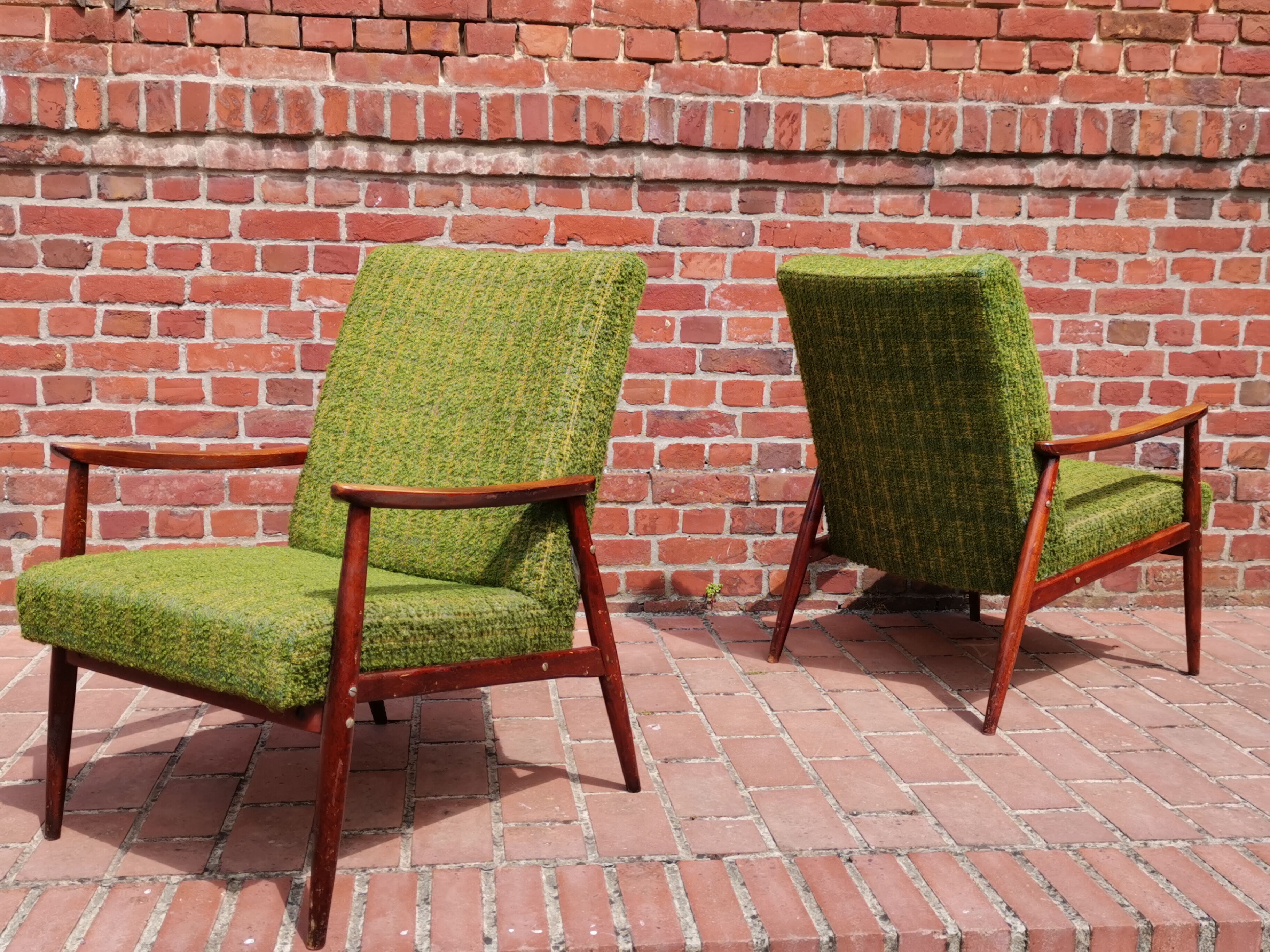 Pair of Czechoslovak armchairs green Jitona 1960