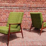 Pair of Czechoslovak armchairs green Jitona 1960