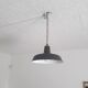 Industrial suspension - Enamelled sheet Dark grey and white - Ø 35 cm -1950