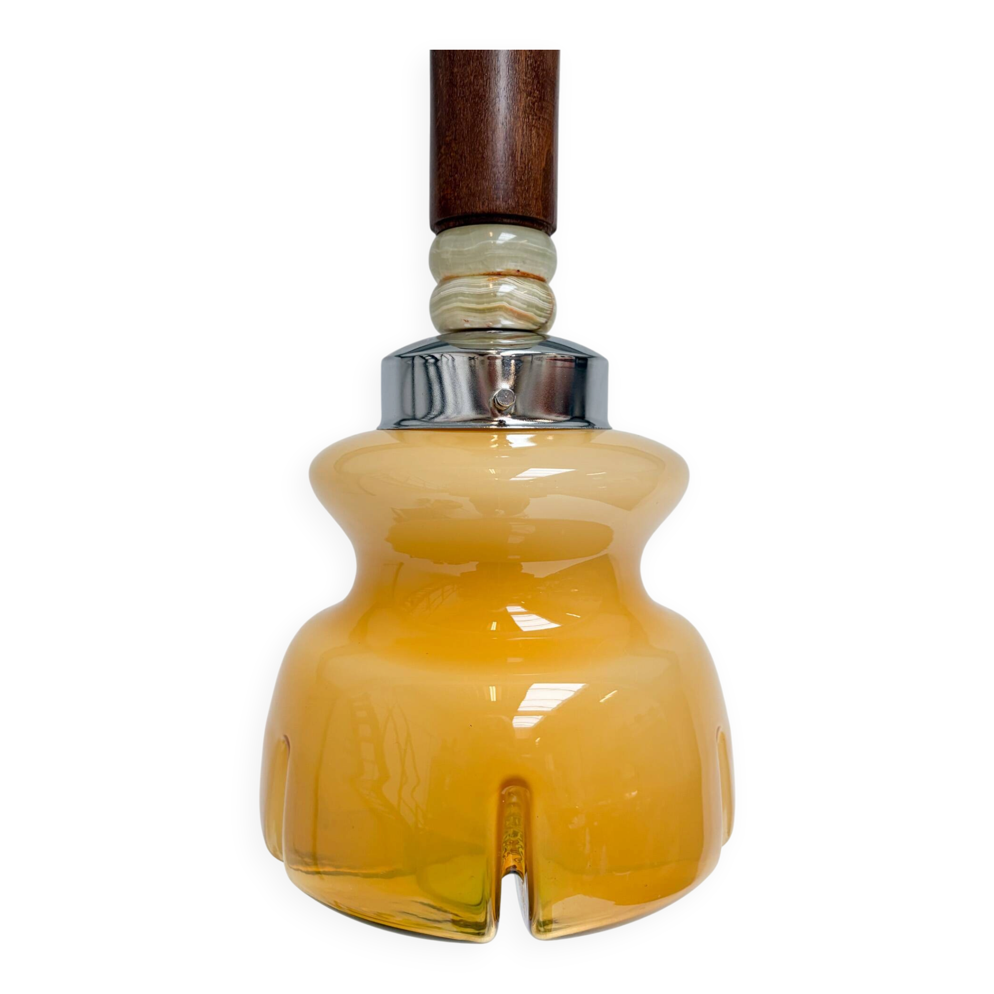Amber colored Murano glass ceiling lamp from Italy, 1960s