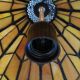 Antique stained glass and bronze pendant light