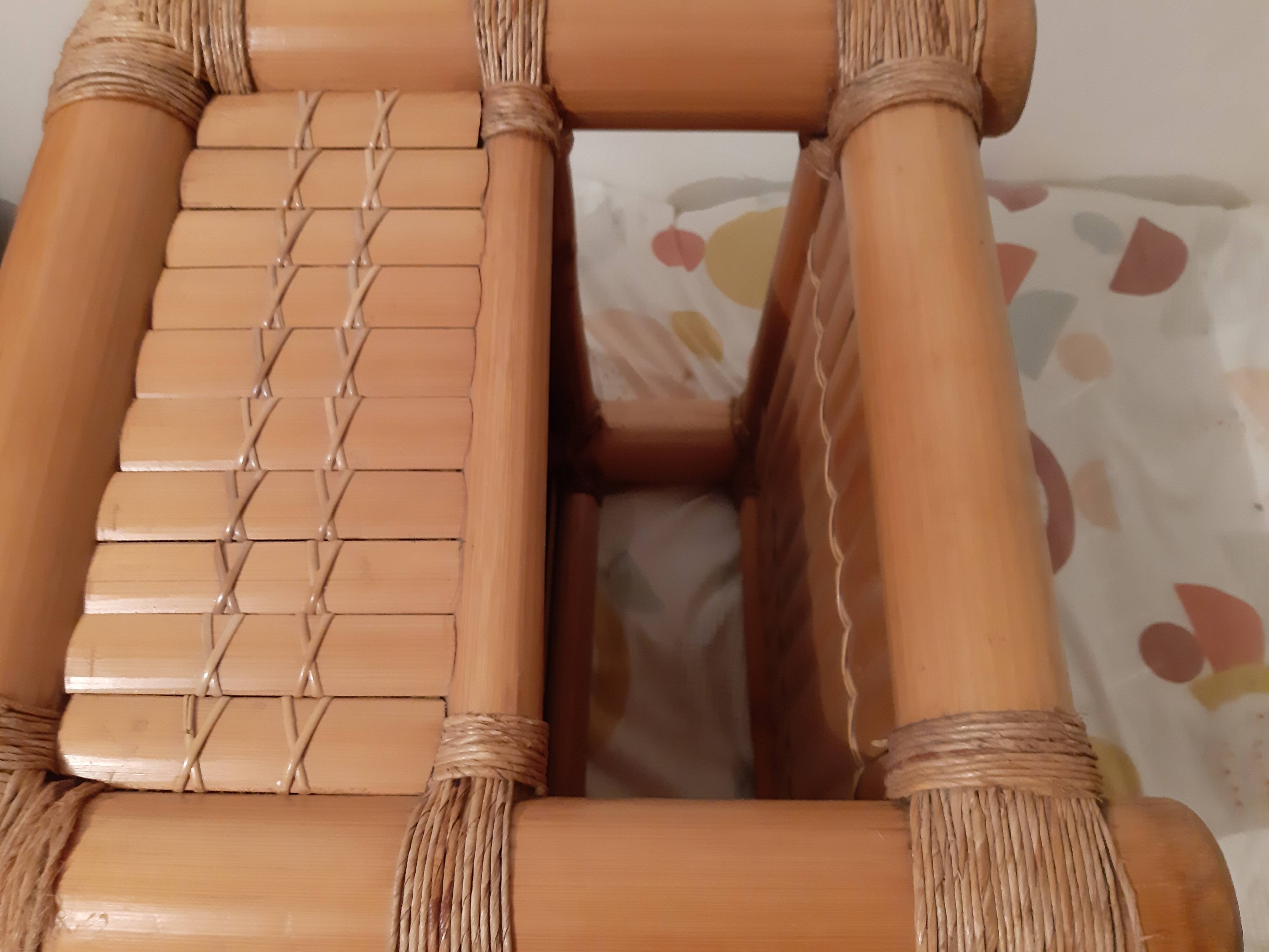 Vintage bamboo bedside table with drawer