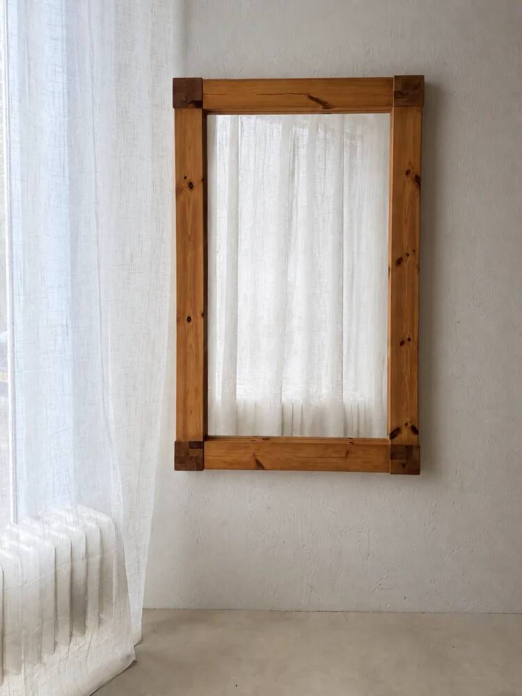 Large Danish pine wall mirror 1970s
