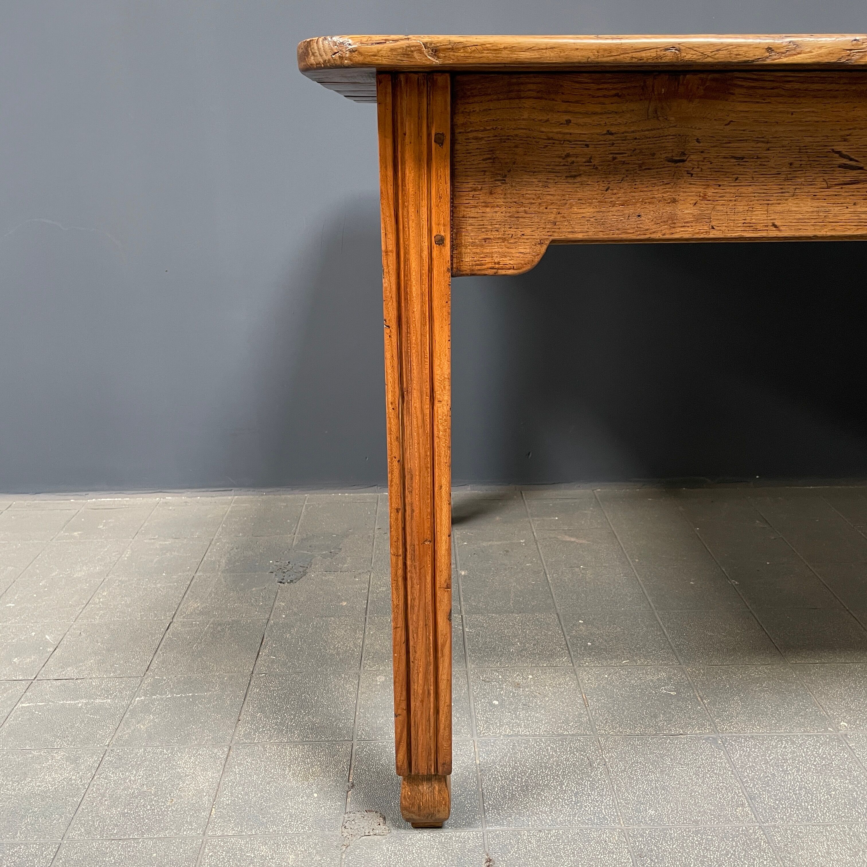 Large oak farmhouse table from France, early 1900s