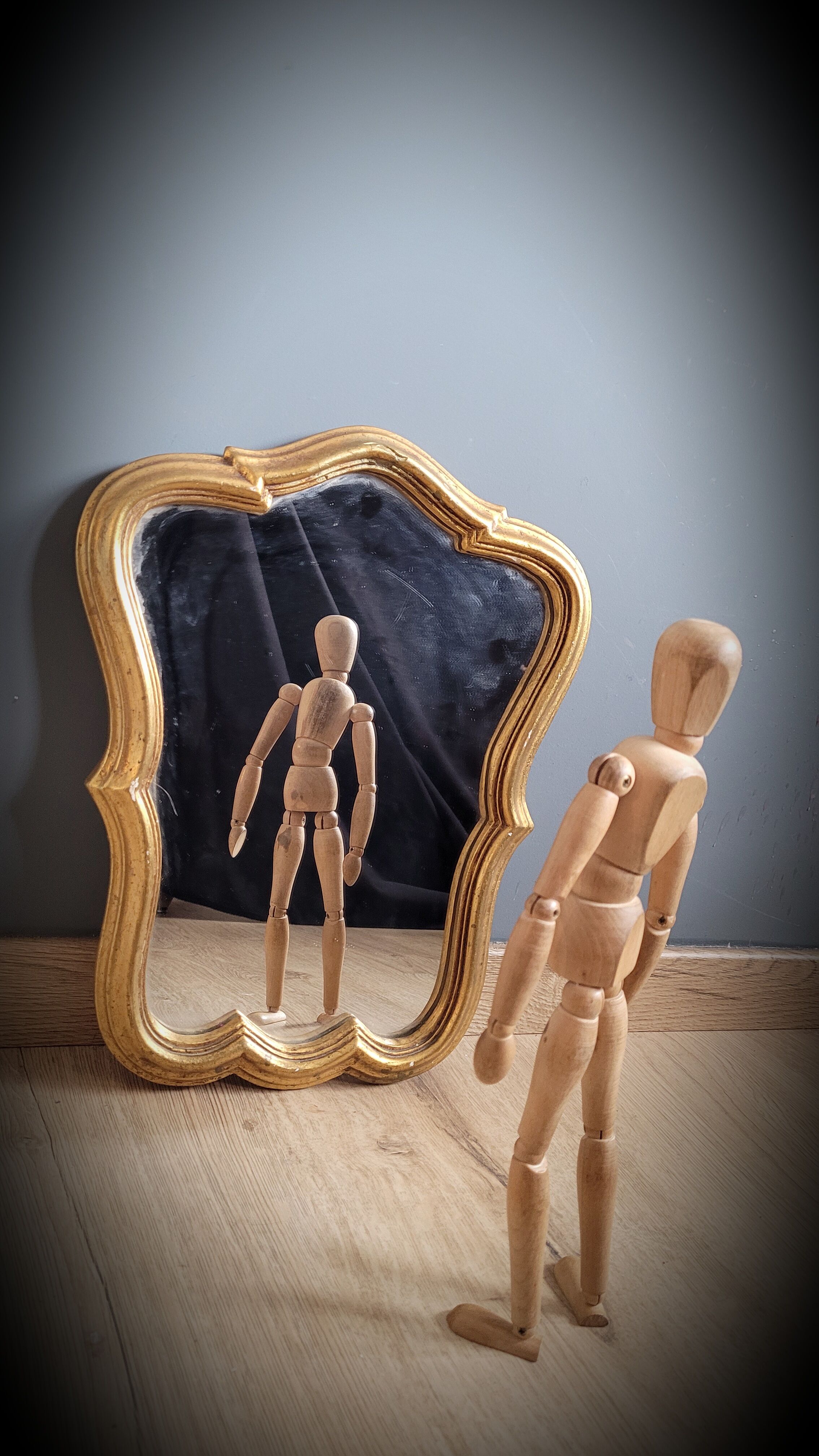 Miroir doré bois 37x29cm