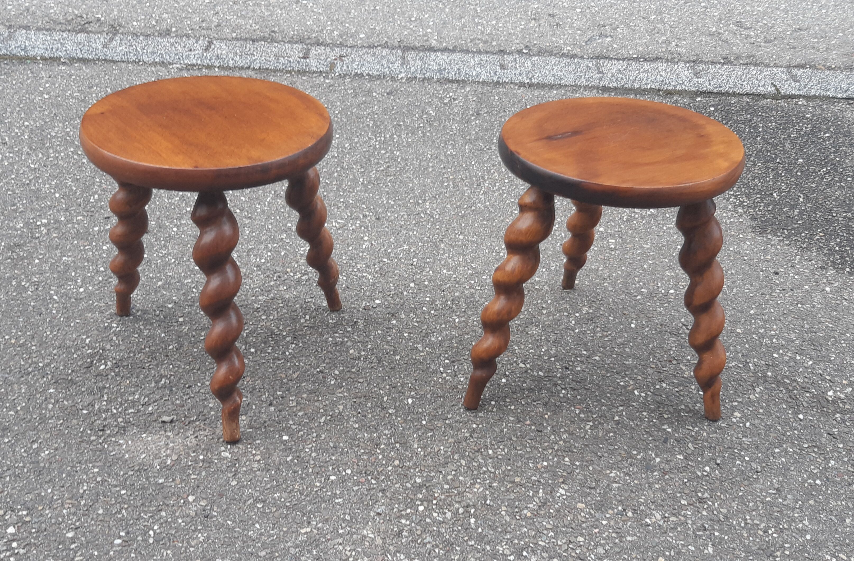 Pair of twisted foot stools