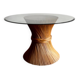 Table à manger McGuire en rotin et bambou « Gerbe de blé »