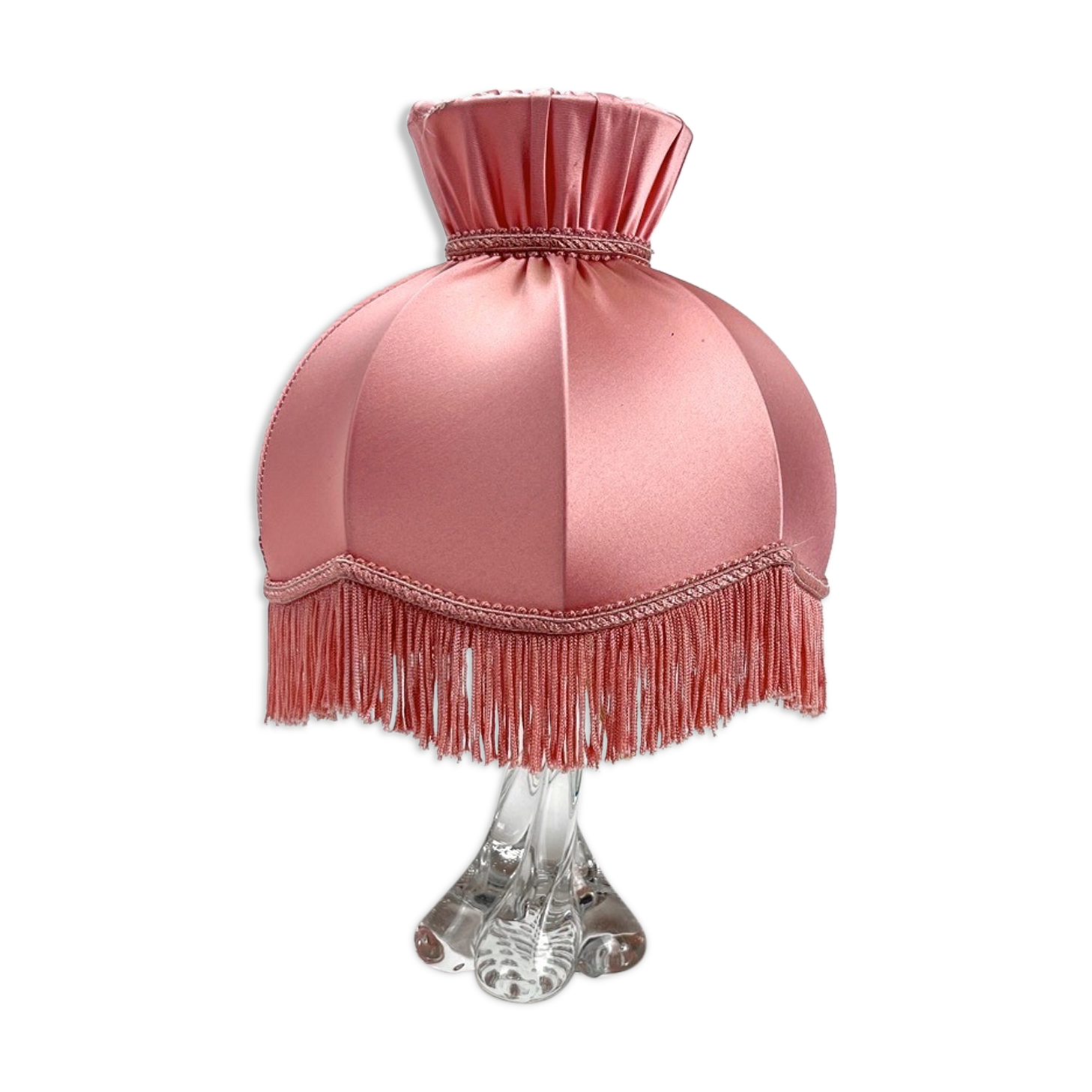 Crystal bedside lamp and silk dome lampshade 60's
