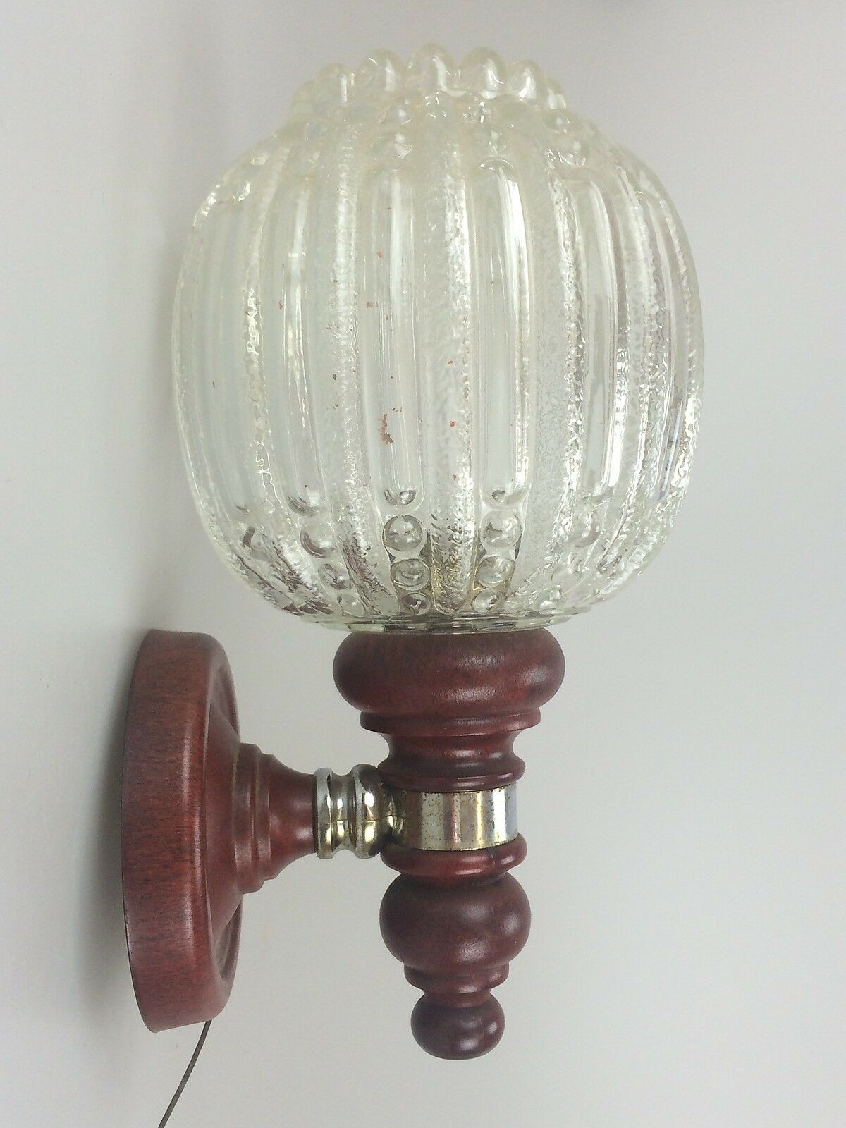 60s 70s lamp light wall lamp wood chrome glass Space Age Design