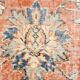 8x11 Orange & Blue Bordered Turkish Vintage Rug, Rugs For Bedroom, Antique
