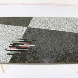 German design mosaic coffee table with brass legs