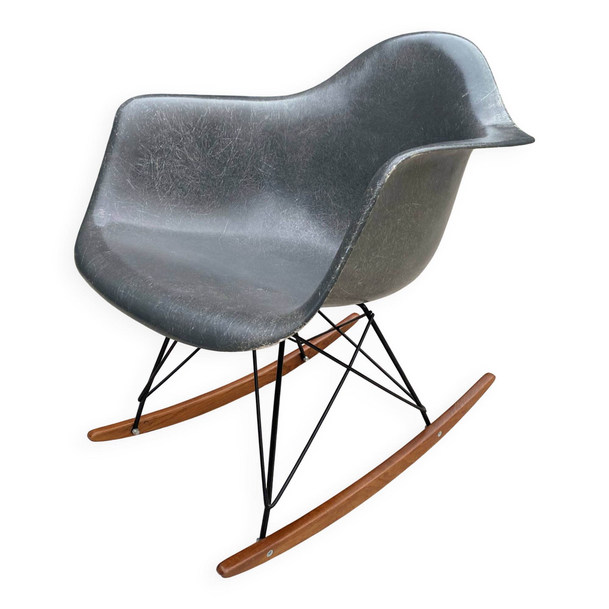 Rar eames armchair, elephant grey, zenith plastics, herman miller