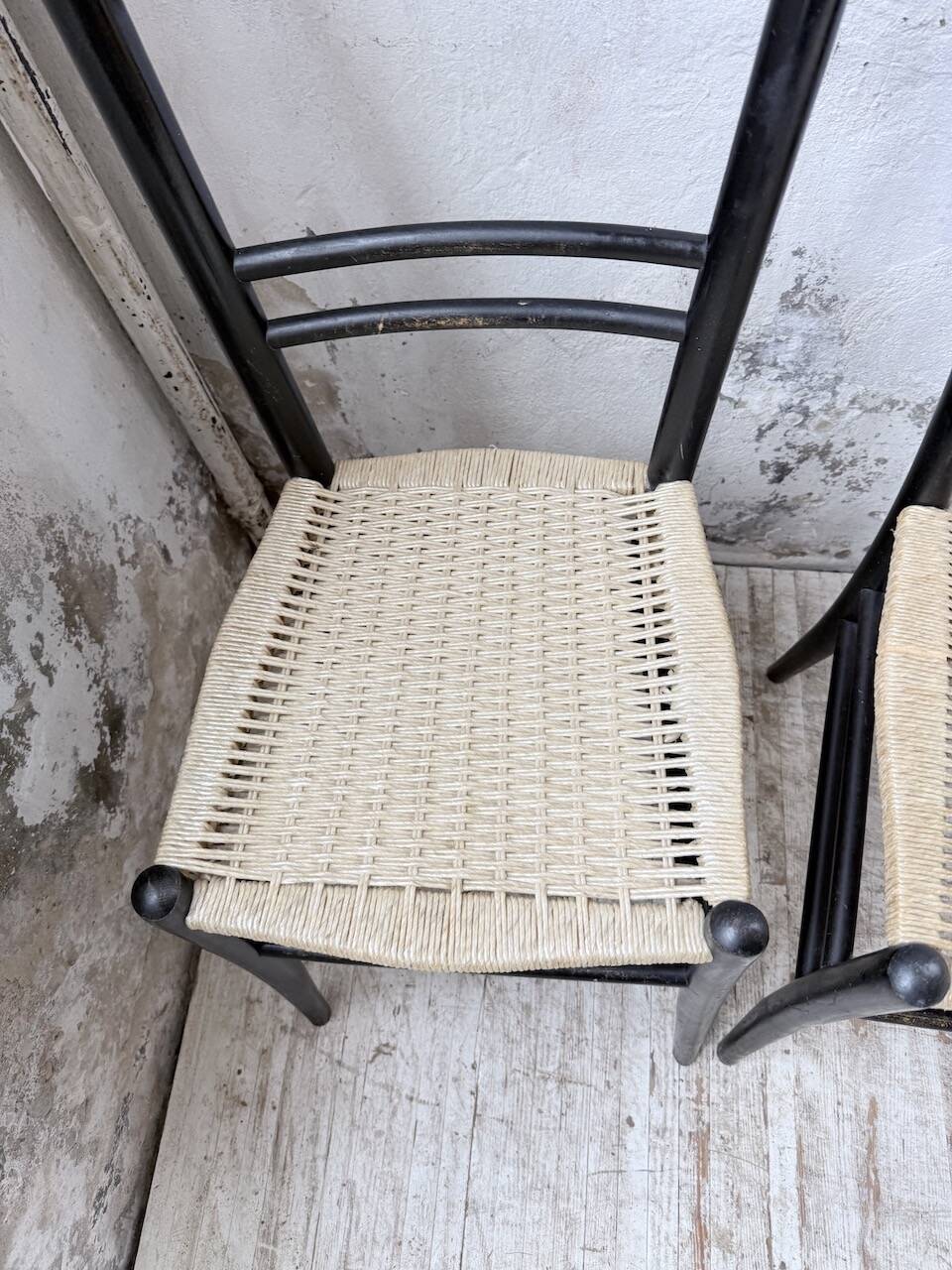 Set of 6 Italian woven rope chairs
