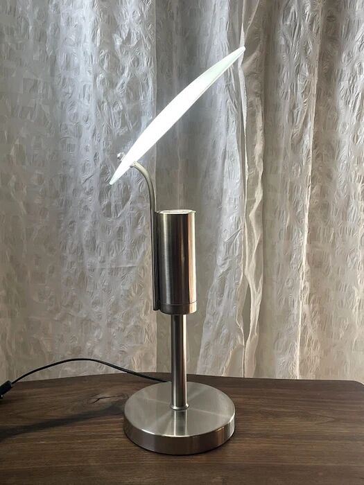Adjustable frosted glass disc table lamp, France 1990s