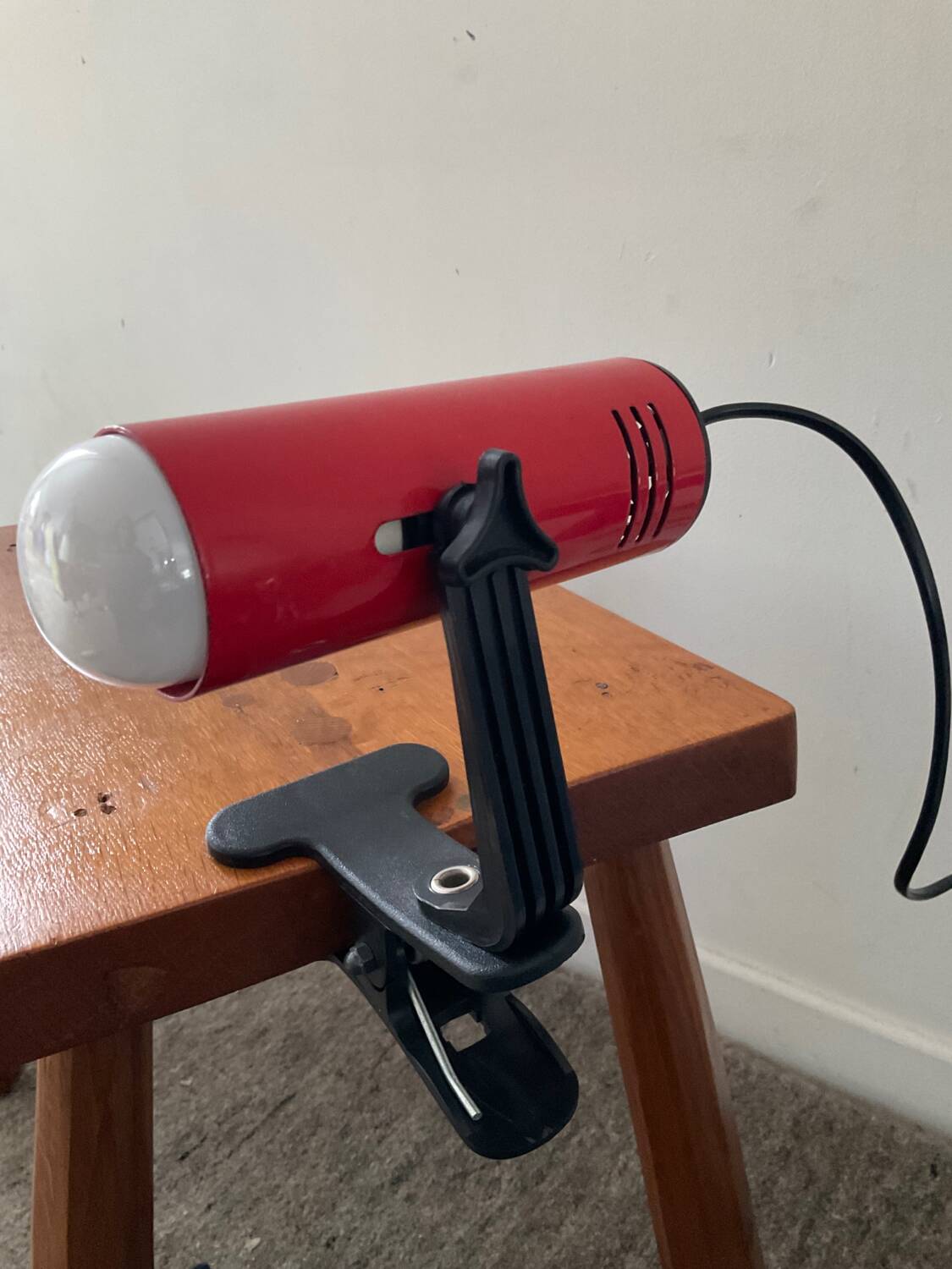 Vintage red metal clip lamp