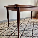 Rectangular teak Scandinavian dining table, extendable, vintage 1960s.