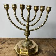 Candlestick, Seven-branched Menorah in brass