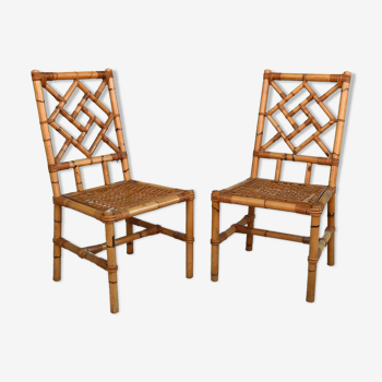 Paire de chaises  bambou années 60