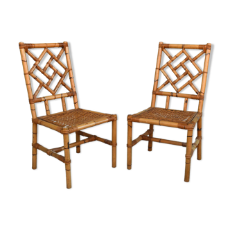 Paire de chaises  bambou années 60