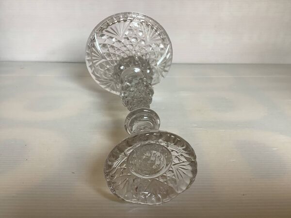 Ancien bougeoir pointes de diamant verrerie sailmont