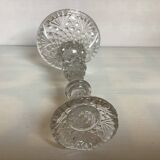 Antique diamond point candle holder, Sailmont glassworks