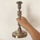 Pair of silver-plated metal candlesticks