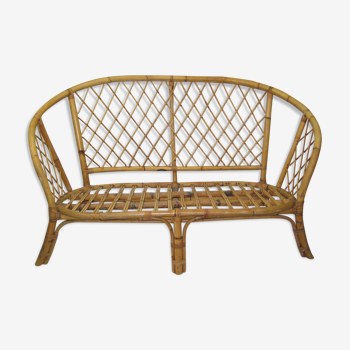 Vintage rattan bench