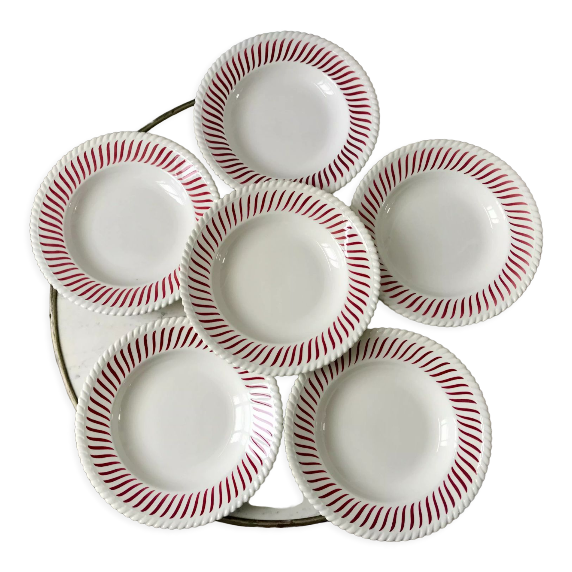 lot of 6 hollow plates FB Badonviller serrated years 30-40