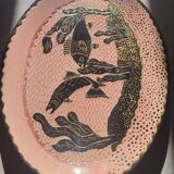 Large enamelled earthenware dish signed Tony Jaillet from the 1950s-60s.