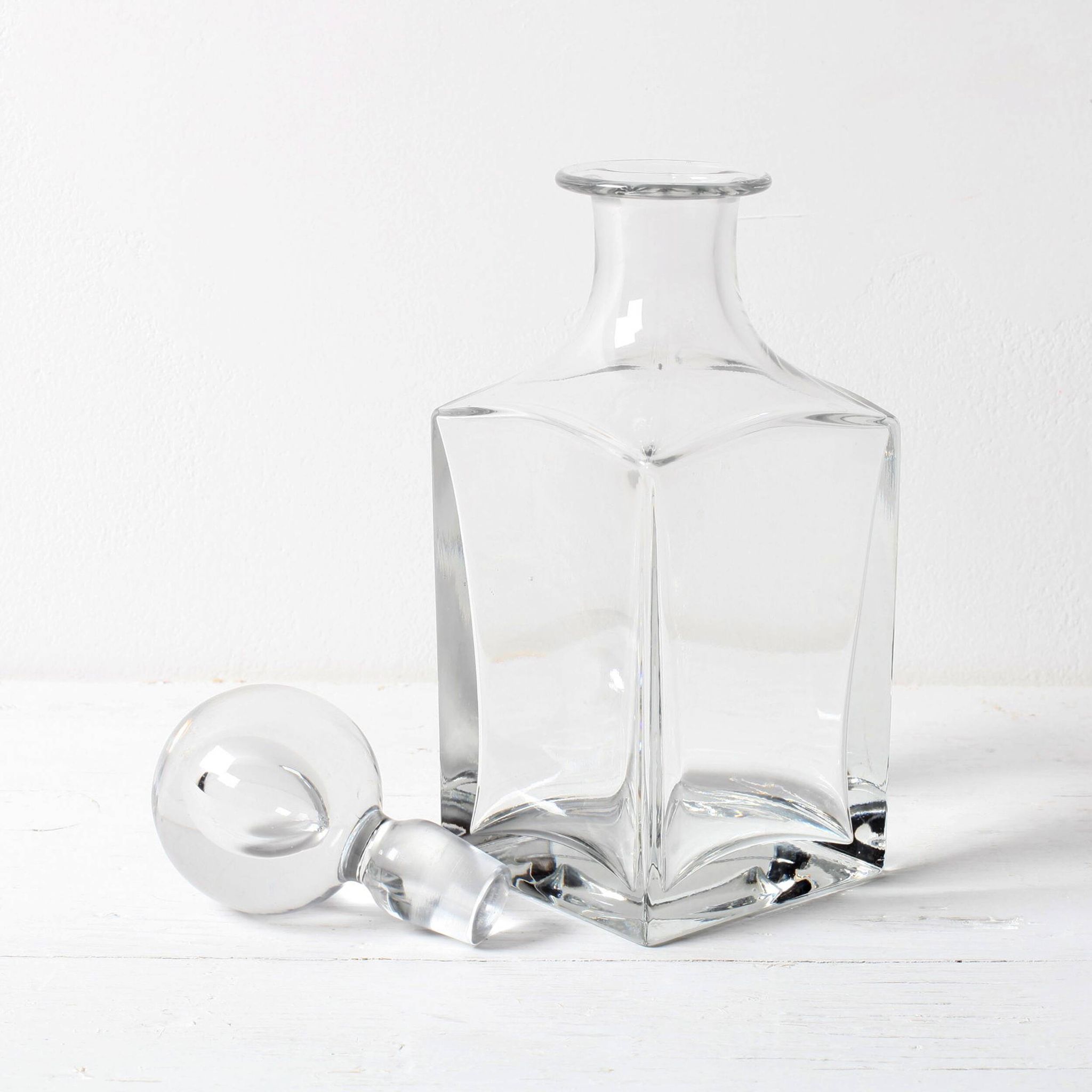 Mid-Century Crystal Whiskey Decanter: Italian Glass Liquor Carafe, 1960s