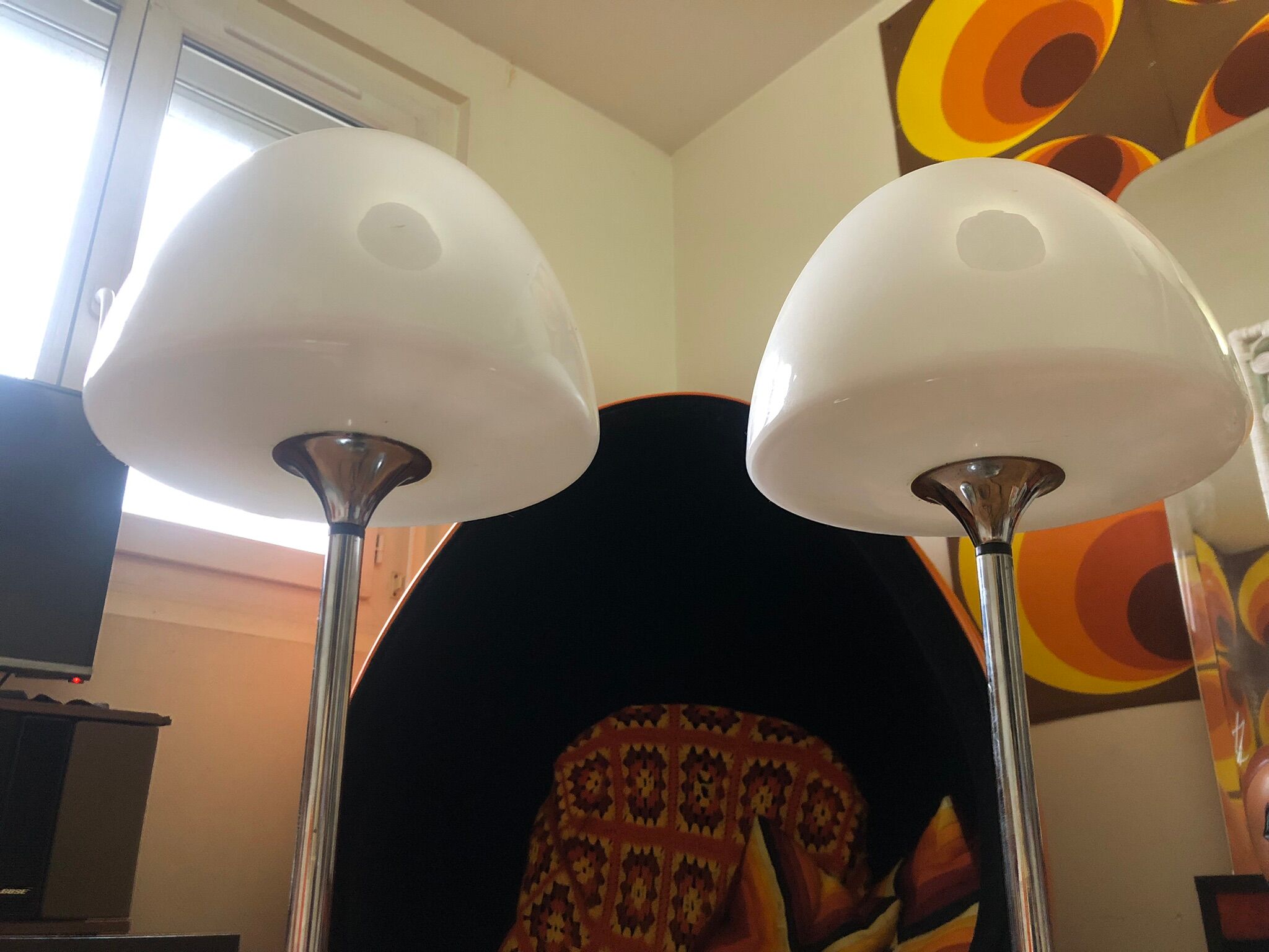 Set of 2 vintage tulip foot lamps