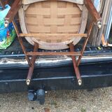 Rustic armchair with canvas tapestry 1900