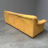 Yellow leather lounge sofa by Laauser, 1970s