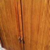 Low cupboard / curtain 1950 vintage blond oak buffet
