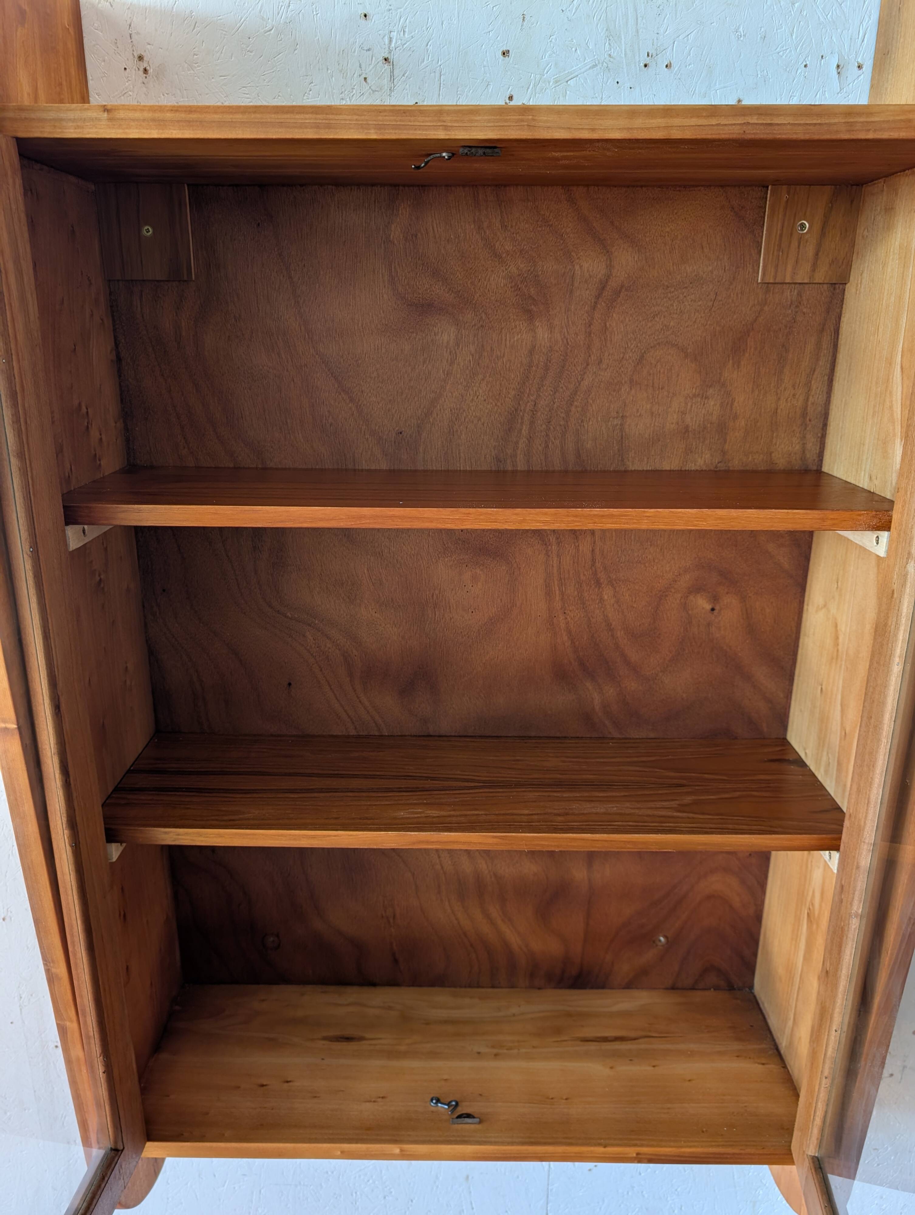 Solid cherry wood wall display case from the 50s