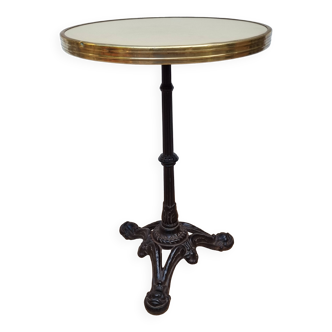 Antique 50s tripod bistro table, cream, 74 cm