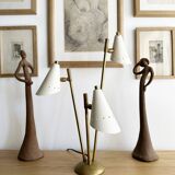 Italian three-headed brass lamp, 50s design