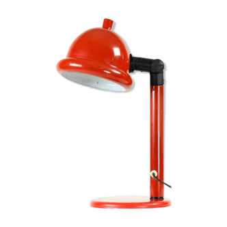 Midcentury red metal table lamp, Czechoslovakia 1960