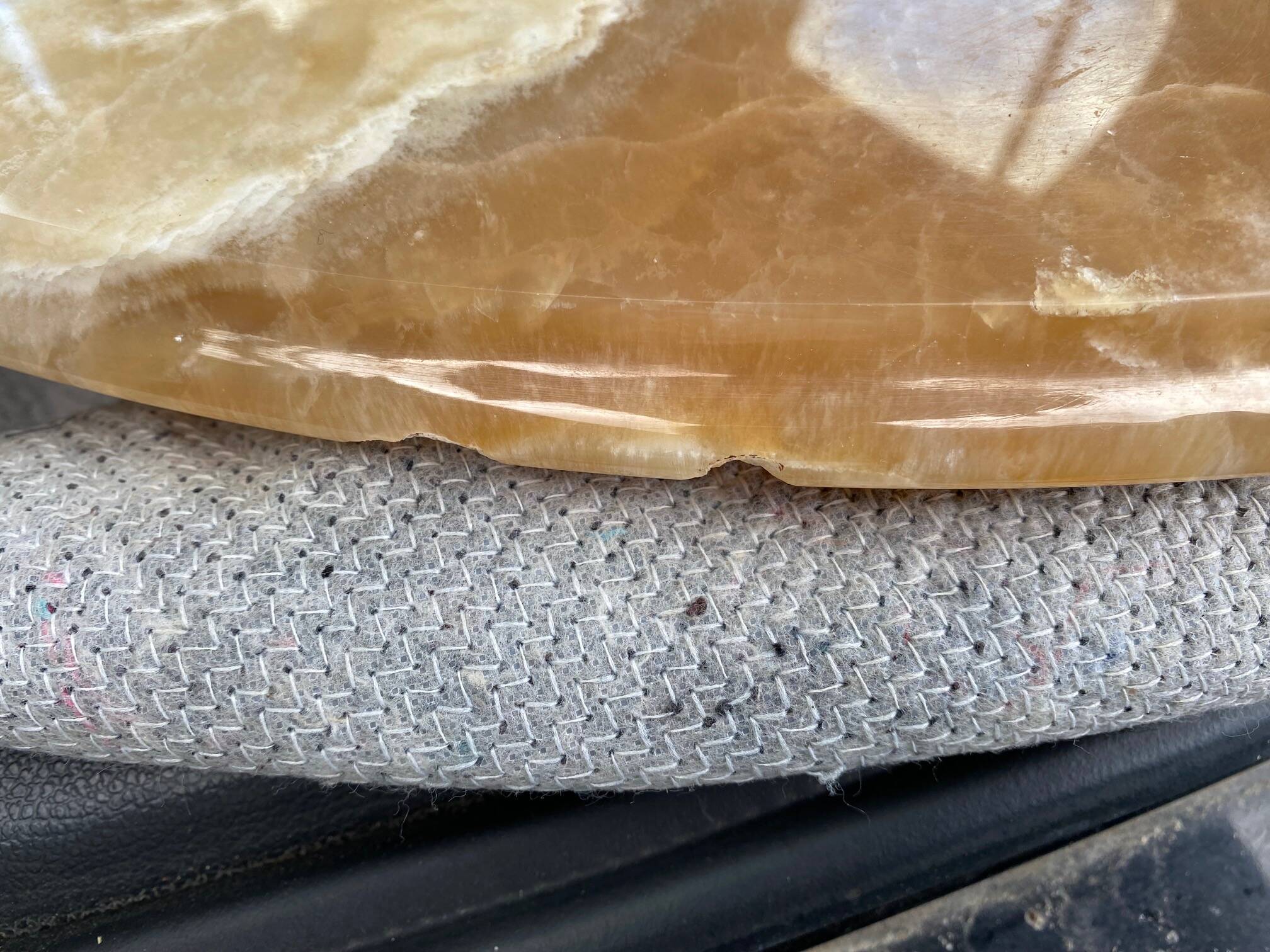 Vintage 1950s round onyx coffee table with brass base