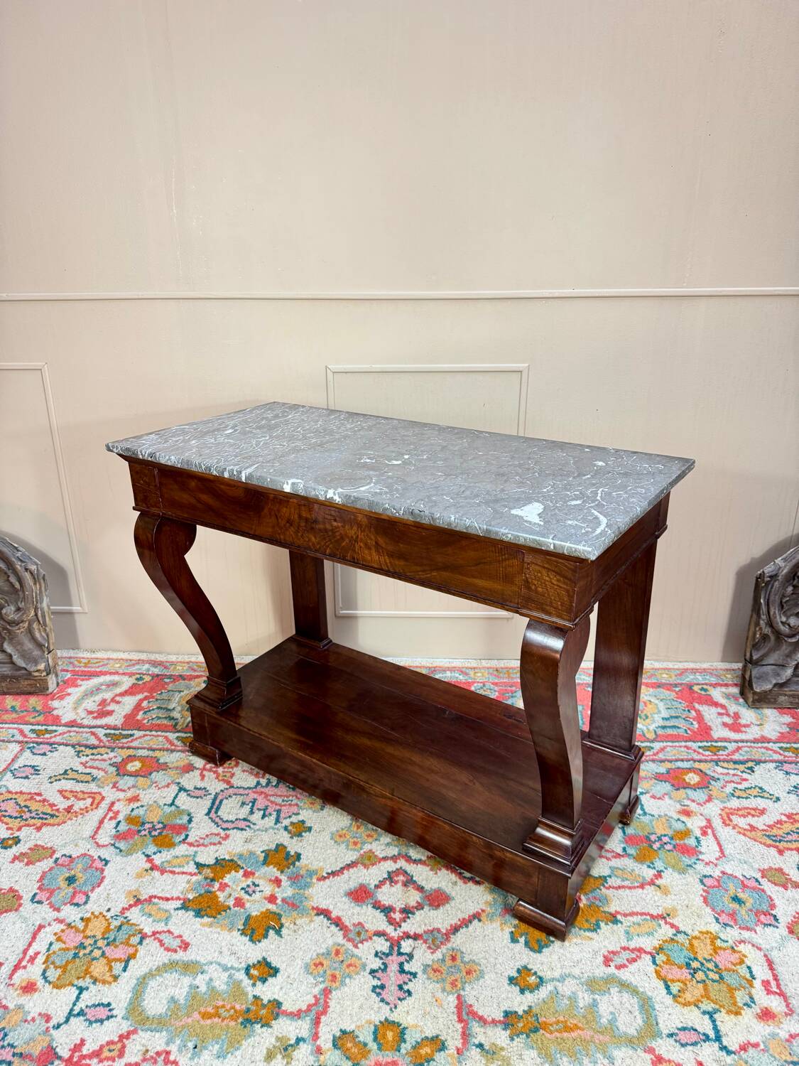 Mahogany Console Table, Restoration Period, 19th Century