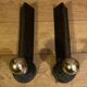Pair of Napoleon III andirons from the 19th century in cast iron and brass