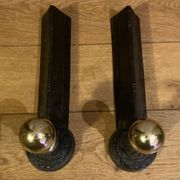 Pair of Napoleon III andirons from the 19th century in cast iron and brass