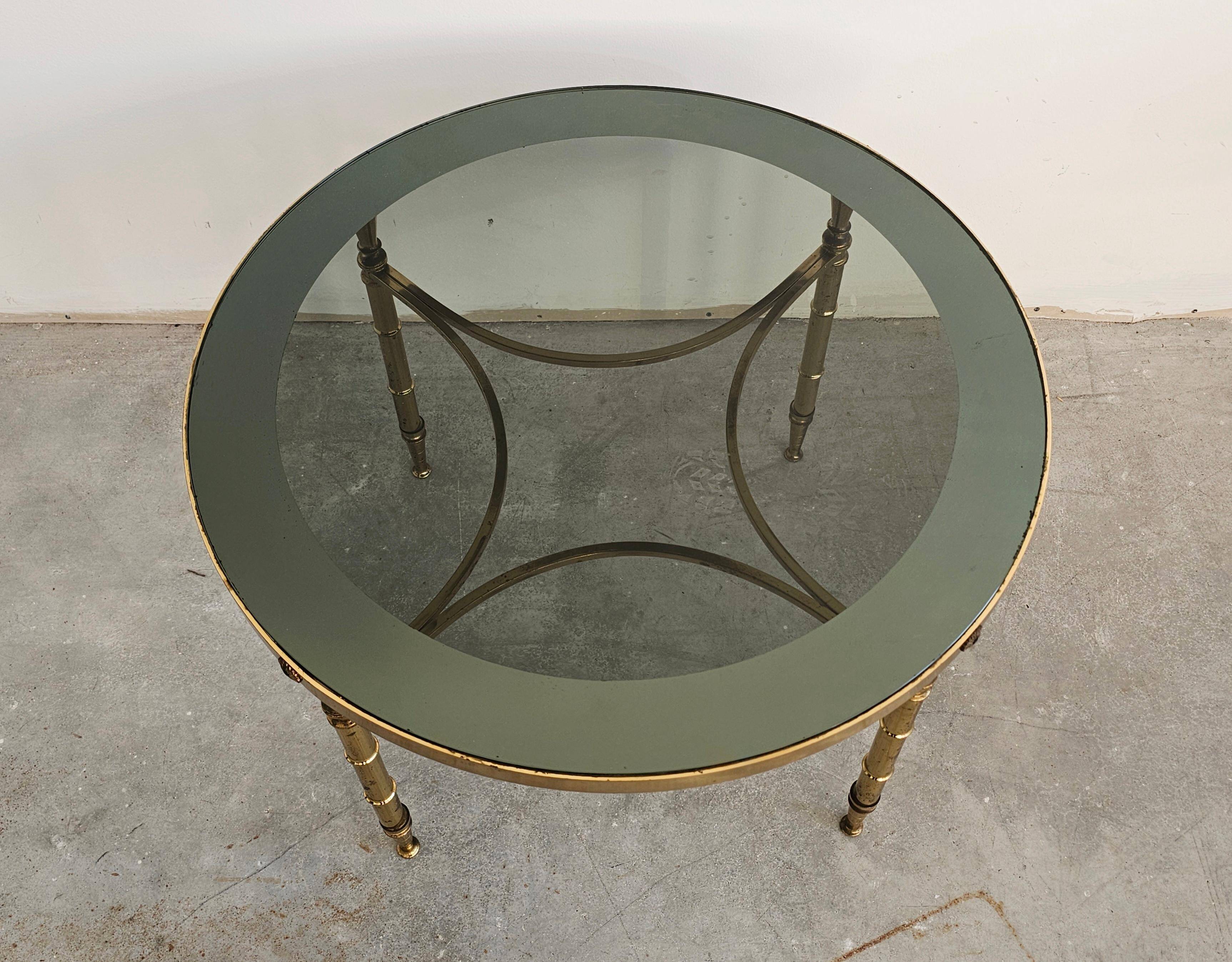 Circular bronze-gilded coffee tables Hollywood Regency Maison Charles