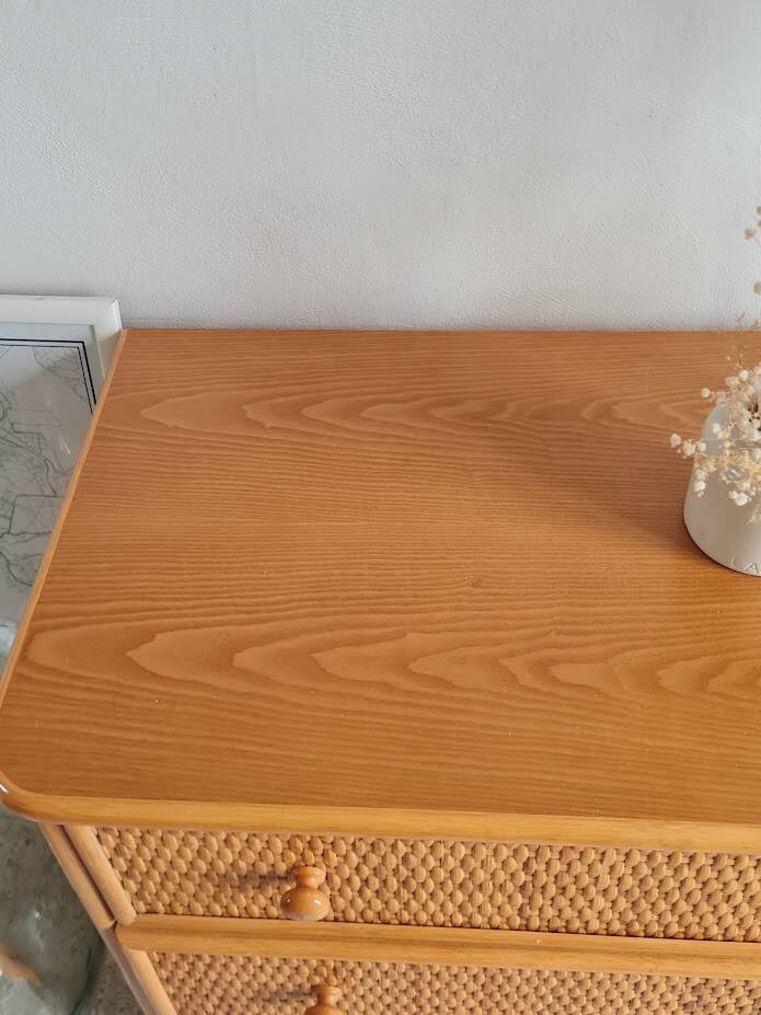 Vintage rattan chest of drawers
