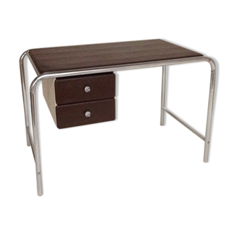 Bureau tubulaire chrome et skaï années 70