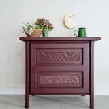 Bahut old art deco flowers garnet pink