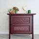 Bahut ancien fleurs art déco rose grenat
